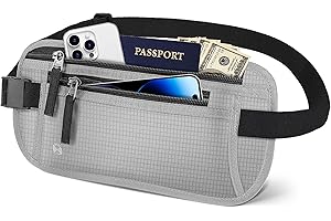 Playexen Płaska saszetka biodrowa z ochroną RFID, torba na pasek z ochroną przed kradzieżą, torba podróżna na paszport, karty kredytowe, drobne, ukryta torba na brzuch, wodoszczelna, torba biodrowa