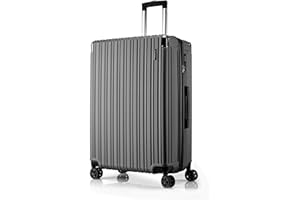FLIEE Large Suitcase Hard Shell | Aluminum Telescopic Handle | TSA 3 Digit Combination Lock | 4 Dual Spinner Wheels | Lightweight Suitcase Large. (Grey, Large 28")