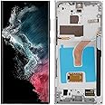for Galaxy S22 Ultra Screen Replacement, 6.8in LCD Digitizer Assembly with Frame Tools, Only for SM S908B EU International Version (Silver)