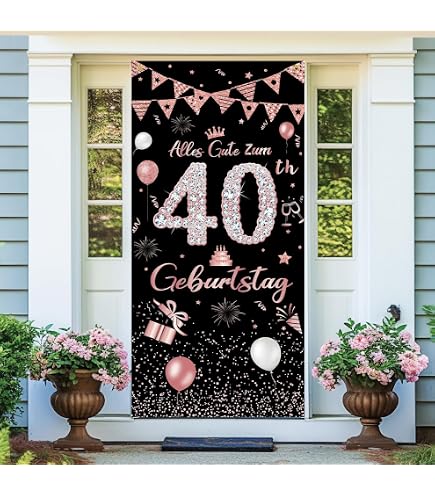 28. Geburtstag Deko – Rosegold Stoffbanner Mit Glitzer Für Wand Oder Tür, 180 X 90 Cm