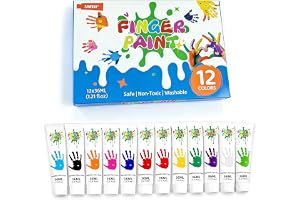 VIVIIHOO Fingerfärger och fingerfärger, set med 12 rör – levande fingerfärg och fingerfärgsfärg, giftfri, tvättbar, för hand