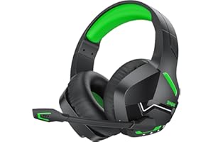 BINNUNE Gaming Headset, Wireless Headset für PS4 PS5 PC Playstation 4 5, Gaming Kopfhörer mit Mikrofon Bluetooth USB Gaming Headset Wireless mit 120 Stunden Akkulaufzeit