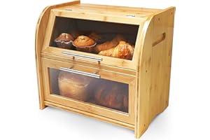 Apace Living Arise Panera de Para Encimera de Cocina, Extra Grande de 2 Estantes Con Ventanas Transparentes Y Rejillas de Ventilación - Conserva Pan, Panecillos, Bollería 40 x 26 x 37, Fácil Montaje