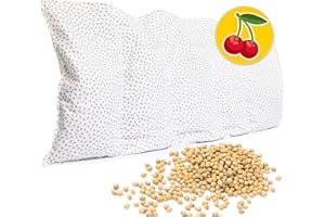 Amilian Cojín térmico de huesos de cereza de 55 x 20 cm, ideal como cojín de masaje o para el frío, lunares grises