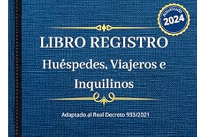Libro Registro: Huéspedes, viajeros e inquilinos - En cumplimiento de la normativa legal de registro e información para establecimientos de ... y apartamentos turísticos: Tamaño A5