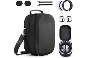 TiMOVO Tragetasche für PS VR2, Kratzfeste Reisetasche Wasserdichte Schutztasche Zubehör für PS VR2, PS VR2 Controller Tasche mit Schultergurt und Fußnagel Tragbare Schutzhülle, Große Kapazität,Schwarz