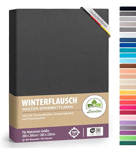 Hometex Premium Textiles Winterfleece hoeslaken, teddyfleece, 80% katoen en 20% microvezel, Öko-Tex®-standaard 100, in vele maten en kleuren, 180-200