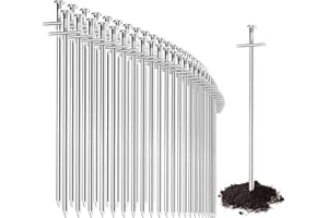 COM-FOUR® 50x piquets de Tente en Acier - piquets de Sol Longs et Robustes pour Le Camping et l'extérieur - idéaux pour Les sols normaux et durs 230 x6mm - Profil croisé