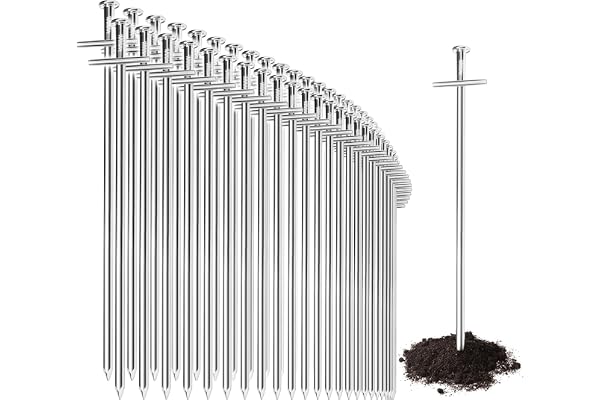 COM-FOUR® 50x piquets de Tente en Acier - piquets de Sol Longs et Robustes pour Le Camping et l'extérieur - idéaux pour Les sols normaux et durs 230 x6mm - Profil croisé
