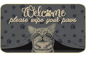 comfoyar Wipe Your Paw Zerbino Decorativo, Tappeto Gatto Carino Antiscivolo Tappetino da Pavimento Benvenuto per interni esterni Ingresso, Patio, Garage 43 x 75 cm