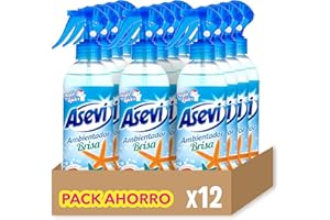 Asevi Ambientador Brisa - Ambientador Concentrado en Spray - Elimina Olores - Intensa Fragancia Océano Azul - Pulverización Extrafina - Caja 12 x 400 ml