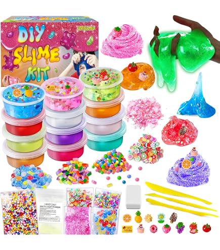 Kit Slime Enfants 24 Couleurs - Slime Fluffy Non Collant, Anti-stress, Cadeau D'anniversaire Ou Fête, Pour Filles Et Garçons