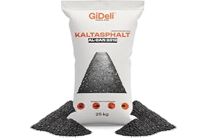 GiDeli Kaltasfalt 25 kg – klar att användas asfalt reparation sprickfyllmedel – med en kornstorlek på 0–8 mm – bitumen målnin