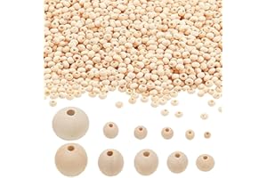 Febsow Natur Holzkugeln zum Auffädeln 1000 Stück, 4mm Holzperlen Natur für Makramee, Holzkugeln mit Loch, Holzperlen Rund für DIY Bastelarbeiten Dekorationen, Schmuck Armband Halskette, Glückswürmchen