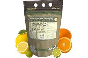 CULTIVERS Abono Cítricos Ecológico NPK 2 kg Hierro Magnesio Calcio Azufre 50% Materia Orgánica 34% Ácidos Húmicos | Fertilizante Orgánico para Limoneros Naranjos Mandarinos