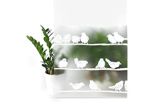 ‎DECOMEISTER DecoMeister Fensterfolie statisch selbsthaftend Glasfolie UV-Schutz Sichtschutzfolie Dekofolie für Schlafzimmer, Badezimmer, Kinderzimmer Adhäsionsfolie 45x490 cm Filippa Spatzen
