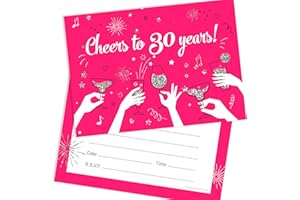 Olivia Samuel 20 x 30th Birthday Party Invitations from Cheers to 30 years - Ladies ready to write invites with envelopes
