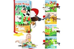 BBWOO Livres d'éveil,Jouet Bebe 0 3 6 Mois,Jouet Educatif Enfant,Livre Bebe 0 3 6 Mois,Livre Tissu Bébé Eveil,Jeux Bebe 0-3 Mois,Anneau Dentition Bebe,Cadeau bébé Naissance (Animal de Ferme)