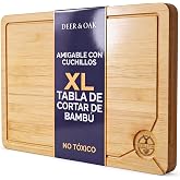 Deer &amp; Oak Bamboo Cutting Board 15x25x2cm Pre-Oiled | Sustainable Wood &middot; for Meat, Vegetables or Bread &middot; Use in Kitchen