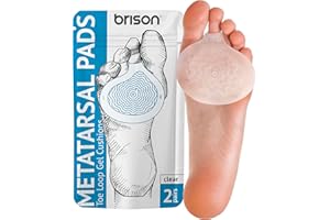 BRISON Metatarsal Pads Ball of Foot Cushions - Metatarsal Pads for Women and Men - Soft Gel Foot Pads Metatarsal Foot Forefoot Cushioning Foot Pain Relief - 2 Pairs Clear