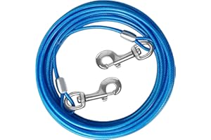 HaiYUAN Hundekabel, 3,5 m, 5,1 m, 6,1 m, 25,3 m, Hundeleine für Hof, Stahldraht, Hundekabel mit langlebigen, hochwertigen Clips, Blaue Hundeketten für den Außenbereich