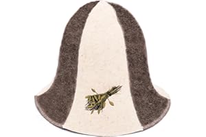 ‎GER3AS Ger3as Saunahut 100% Wollfilz Natürlich mit Stickerei für Damen und Herren, Wellness Wolle Filz Mütze Premium Qualität (Bad besen)