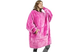 Kato Tirrinia Coperta con Cappuccio Regalo, Felpa Sherpa Oversize, Coperta indossabile Calda Super Morbida, Comoda Felpa con Cappuccio Gigante Davanti Tasca Gigante Maglione Adulti Uomini Donne