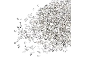 sourcing map 20g Paillettes Verre Métallique Pilé Concassé, 2-4mm Irregulier Rugueuse pour Artisanat Bricolage Bijoux Vase Remplissage Epoxy Résine Argenté