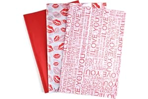 MIAHART 60 Sheets Gift Wrapping Tissue Paper Assorted 50 * 35cm Valentine's Day Tissue Paper Bulk 3 Designs Art Paper for Valentine's Day, Wedding, DIY Crafts, Wrapping Accessory, Gift Decorations
