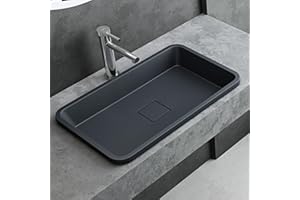MAIMAI Mai & Mai Lavabo da Incasso 53x33x10.5cm, Lavandino Bagno Rettangolare Colossum104 Lavabo da Minerale Fuso, Antracite Opaco