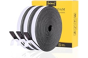 fowong Joint Anti Froid Bruit, Évite Claquement de Fenêtre Porte Entrée Placard, Joint Isolation en Mousse Adhésif, 9mm x 3mm x 5m, 15M Total, Joint Calfeutrage en Caoutchouc Isolant, Noir