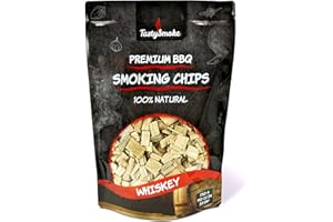 TastySmoke® High Quality Whiskey Smoking Chips - 100% Oak Wood for Intense Whiskey Smoke Flavour, Ideal for BBQ, Smoker, Grill - 750g Smoking Wood for Meat, Fish, Vegetables