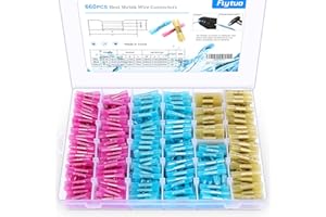 Flytuo Heat Shrink Butt Connectors, 660 PCS Crimp Connectors, (AWG22-10) Waterproof Electrical Wire Connectors Heat Shrink, Wire Crimp Connectors Marine Grade Butt Terminals(Blue/Red/Yellow)