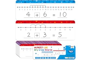 SPRITEGRU 15 Lavagne Cancellabili con Linea Numerica, Lavagna a Doppia Faccia Scrivibile e Cancellabile - 0-10 su Un Lato & 0-20 sull'Altro Lato Lavagna Bianca di Matematica per la Classe e la Casa (30 x 10cm)