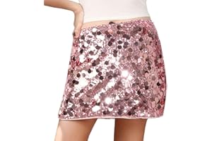ASHLEYZJ Sequin Skirt Glitter Skirt Women's Sequins Mini Skirt Glitter Skirt Belly Dance Short Skirt Glitter Skirt Clubwear Festival Costume Concert Dance Fringe Hip Scarf Skirt for Women and Girls