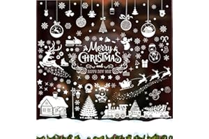 AN HUI MING 236 Stickers NoëL Fenetre Autocollant Noel Decoration Noel Santa Renne Flocons De Neige Autocollant ​Vitre Noël Fenêtre Stickers pour NoëL Décoration