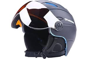 TentHome Ski Snowboard Helmet with Attached Detachable Photochromatic Polarizing Goggles