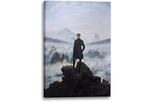 Printed Paintings Impression sur Toile (60x80cm): Caspar David Friedrich - Randonneurs au-Dessus