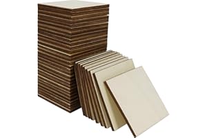 Belle Vous Quadrati Legno Grezzo (Set da 60) - Pezzi di Legno Quadrati 7,5 x 7,5 cm - Fette di Legno Quadrato per Sottobicchieri Legno, Fai-da-Te, Pittura e Pirografia e Decoupage Legno da Decorare