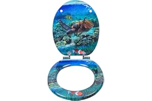 SINOBATH Abattant WC, noyau en bois MDF, robuste, avec système d'abaissement automatique, montage facile, couvercle de WC