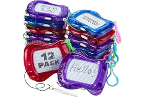 BEDWINA Mini tavolo da disegno magnetico per bambini - (confezione da 12) Tavoli da disegno con clip per zaino, portachiavi, schizzi cancellabili e blocco note per ragazzi e ragazze, bomboniere per feste