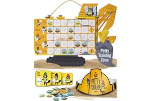 PUTSKA Tabla de entrenamiento para ir al baño con 35 calcomanías, 3 calcomanías recordatorias y corona para niños pequeños y niñas, recompensas de entrenamiento para ir al baño para niños, tractor