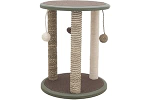 Rosewood Zurich Cat Scratching Post, Cat Tree, 45cm Tall with 3 Posts for Multi-Pet Play, Includes 3 Hanging Ball Toys, Durable & Engaging Scratching Post for Cats