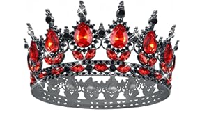 HPMAISON [Geschenkbox verpackt] Vintage Rund Braut Haarschmuck Diadem Krone Hochzeit Deko Damen Crown Strassstein Tiara Königin Krone Geburtstag Tortenaufleger Mädchen Prinzessin Krone Erwachsene