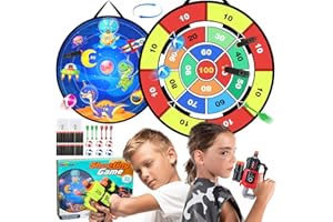 Oneyus Dartscheibe Kinder 73cm, Kinder Spielzeug Doppelseitige Dartscheibe mit 2 Blaster 20 Schaumgeschosse 6 klettballspiel wurfspiel Kinder Bälle, 6 Darts, Indoor Outdoor Spiele für Kinder Geschenke