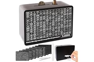 YIYICO Hucha de Madera Caja de Ahorro 10000 5000 3000 2000 1000 500 Euros Uchas Dinero Adultos Huchas con Contador con Objetivo Reutilizable para Adultos y Niños - Sin Montaje