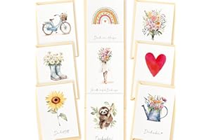 ‎LOVILEE LOViLEE 10x Dankeskarten - Dankeskarte Postkarten Set mit Umschlag & Stickern - Grußkarten, Danke Karte, Hochzeit - Dankeschön Karte, Danke Karten mit Umschlag, Dankeschön Geschenke