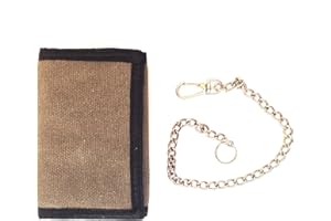 HCZ Cartera Deportes al Aire Libre con Cadena de Seguridad para Hombre Joven,100% poliéster (Verde)