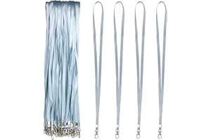 EXTIFF Set girocollo con attacco a clip in metallo - Cordino per collo per tessera identificativa porta badge (Grigio, 50)