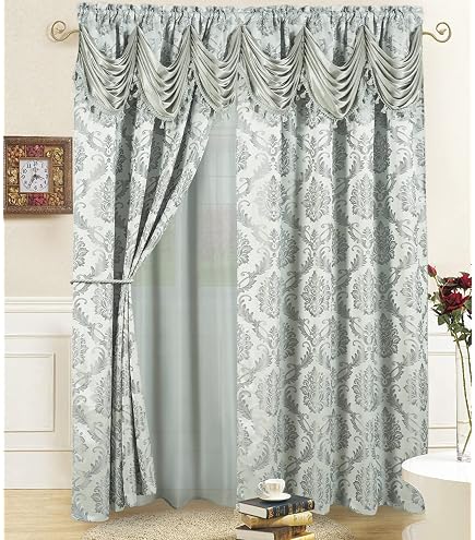Tende Jacquard Damascate Catherine Lansfield – 2 Pannelli Foderati, 168x183 Cm, Colore Oro Champagne - 6